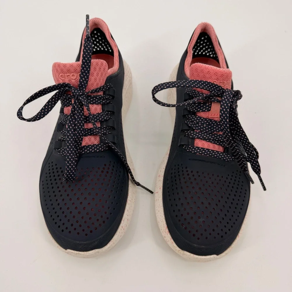 Crocs Literide Pacer Navy Pink Speckled Sneakers 206036 Womens Size 8